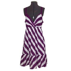 American Eagle Outfitters Cotton Purple White Straps Pockets Lined Sun Dress 16